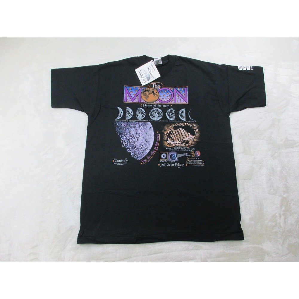 NEW VINTAGE Phases Of The Moon Shirt Mens Extra Large Black‎ Museum Chicago 93*